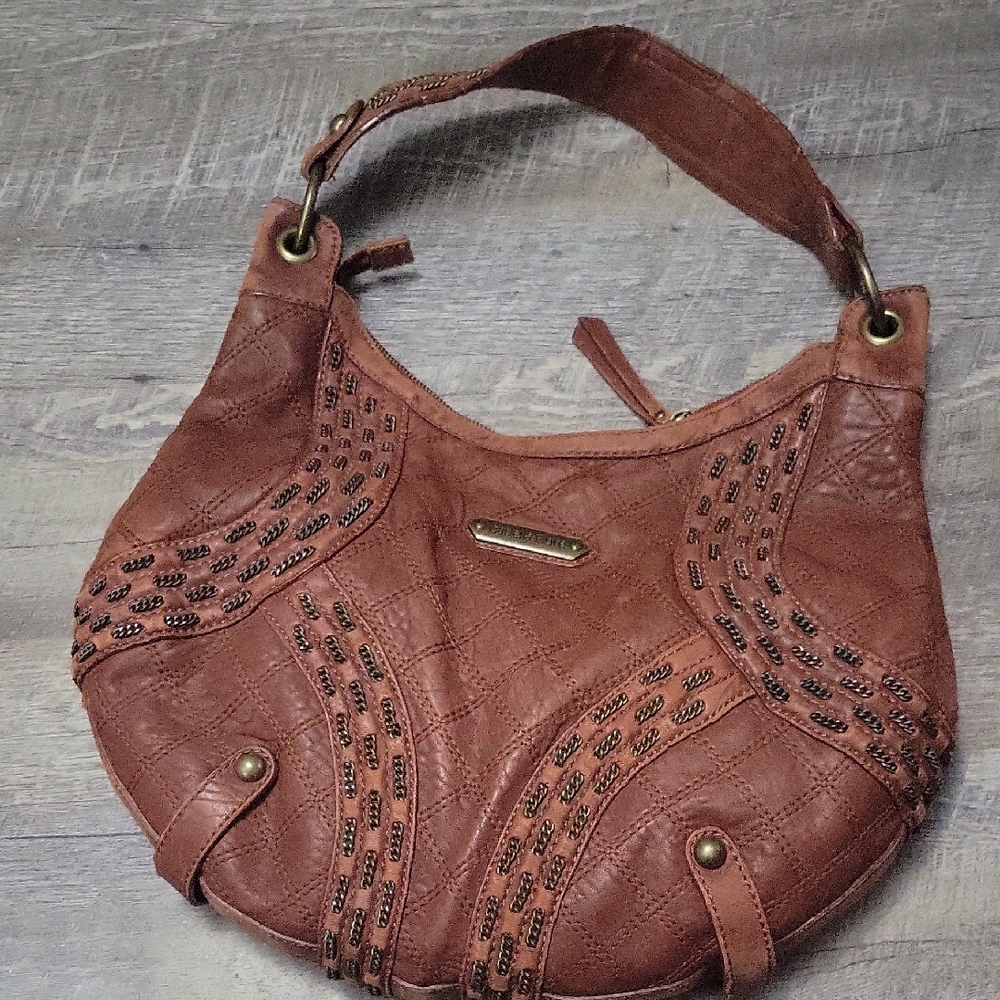 Isabella Fiore Tan Leather Hobo Bag